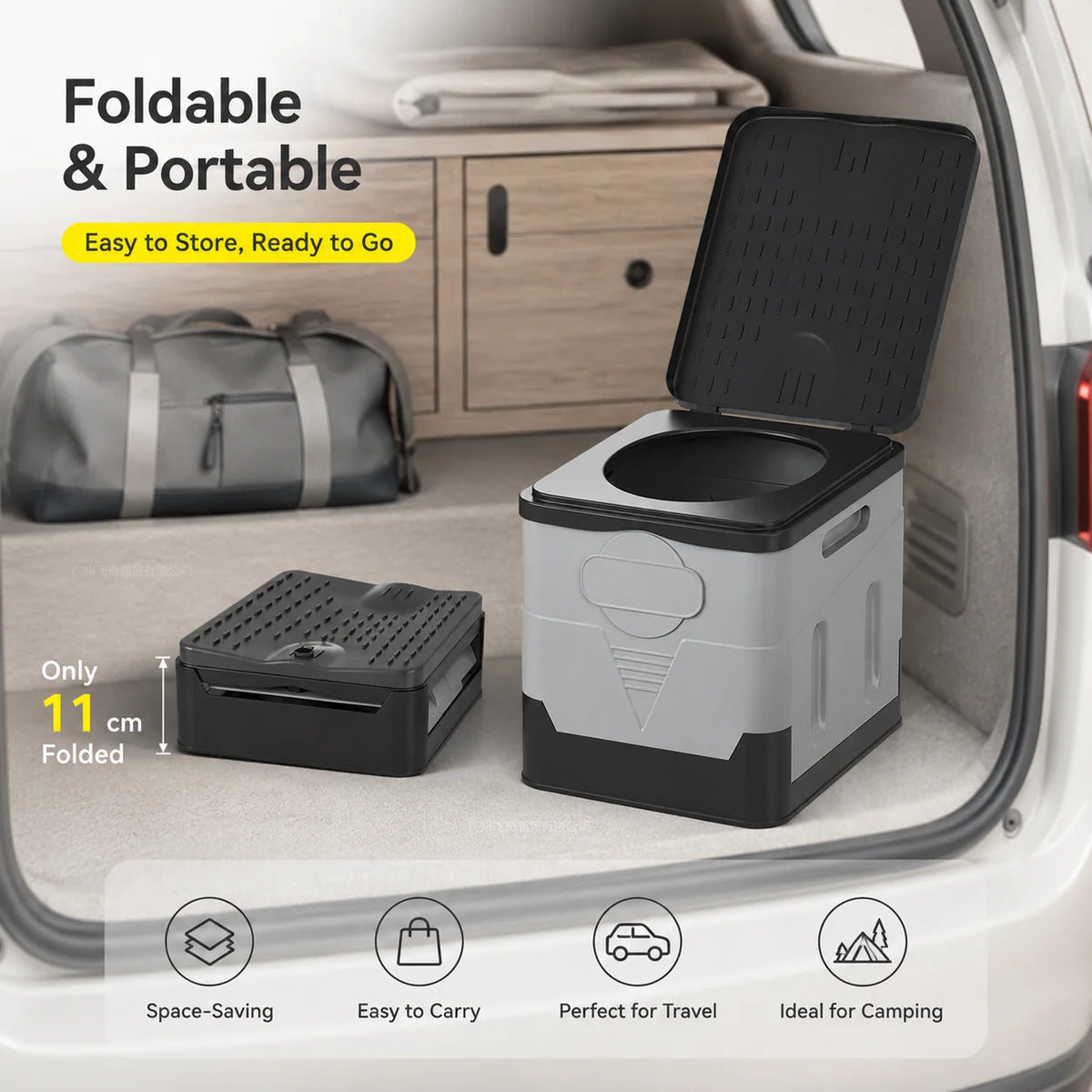 Portable Folding Car Toilet for Travel Camping and RV Use