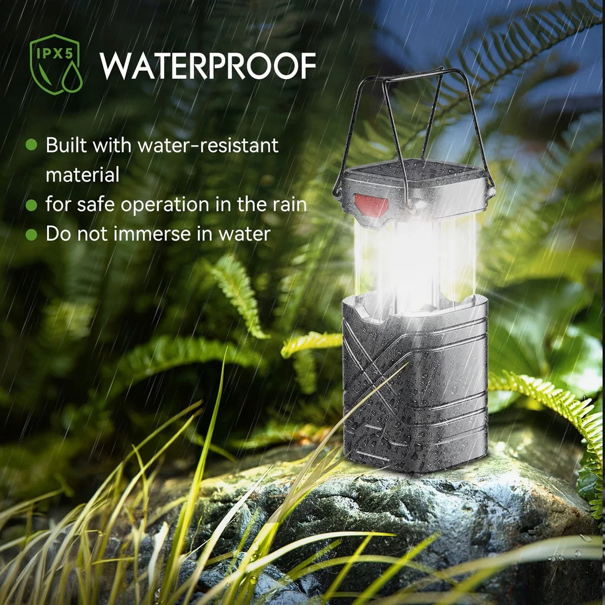 Rechargeable Solar Camping Lantern With LED Flashlight