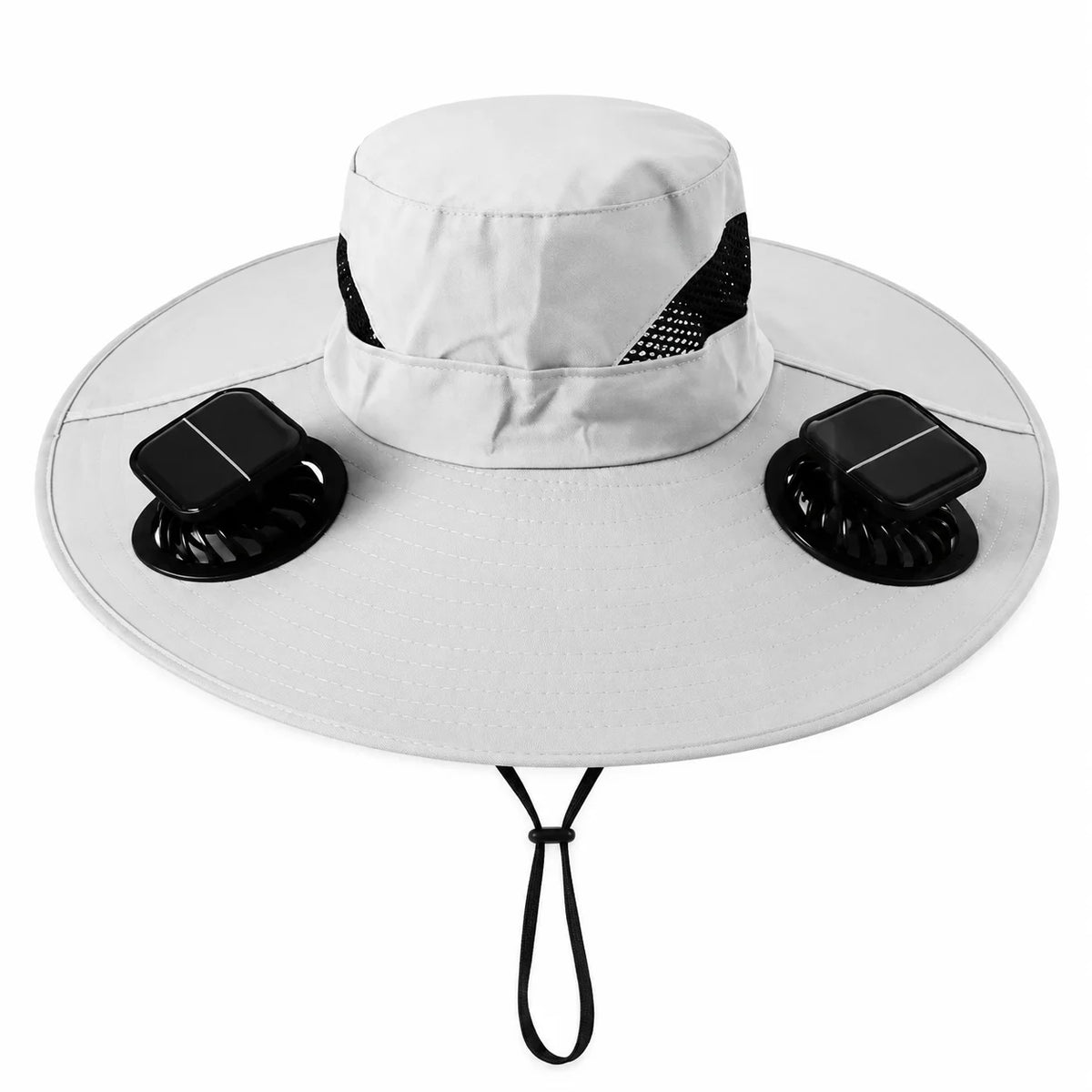 Solar Powered Cooling Fan Hat With Wide Brim