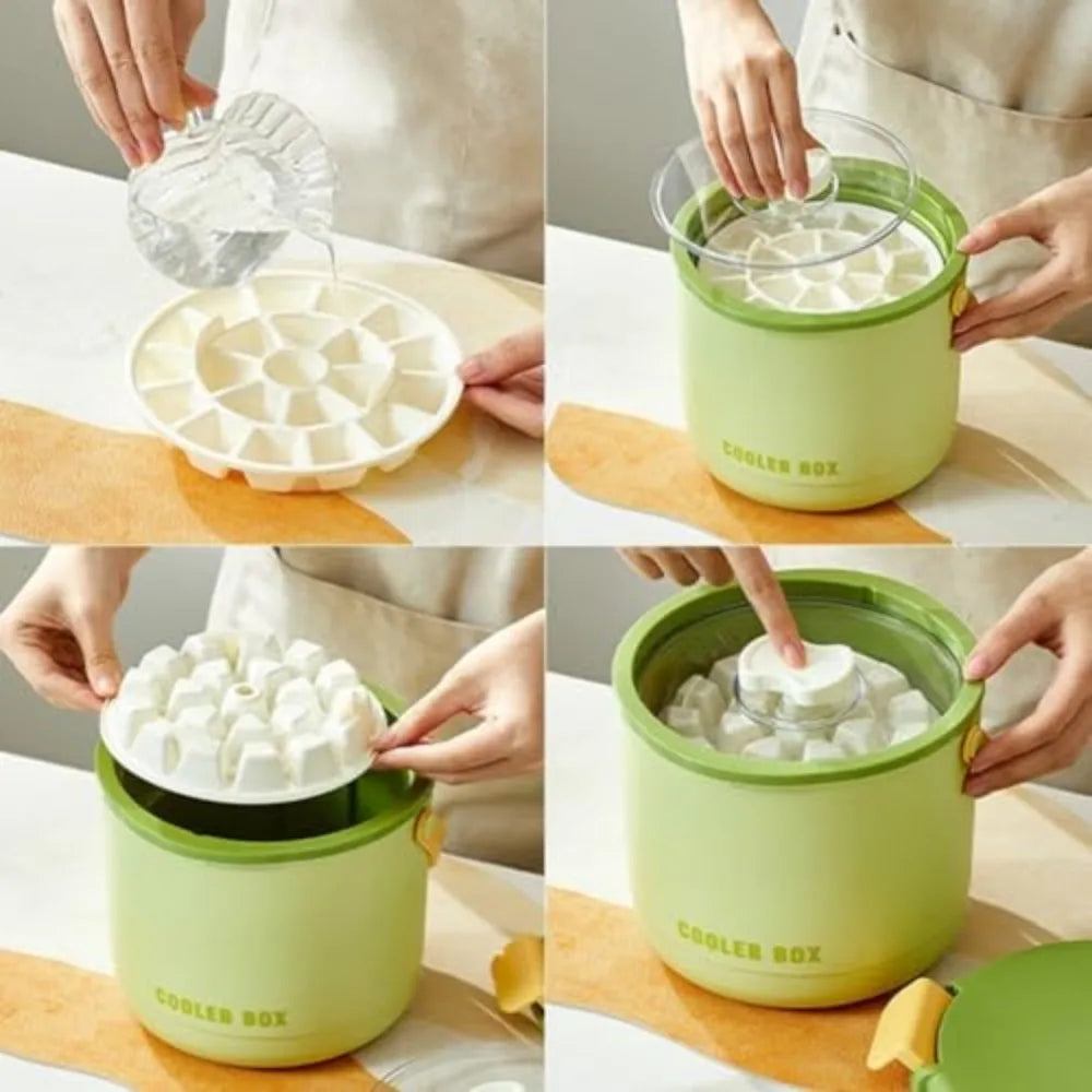 Reusable Ice Cube Tray With Lid And Storage Bin