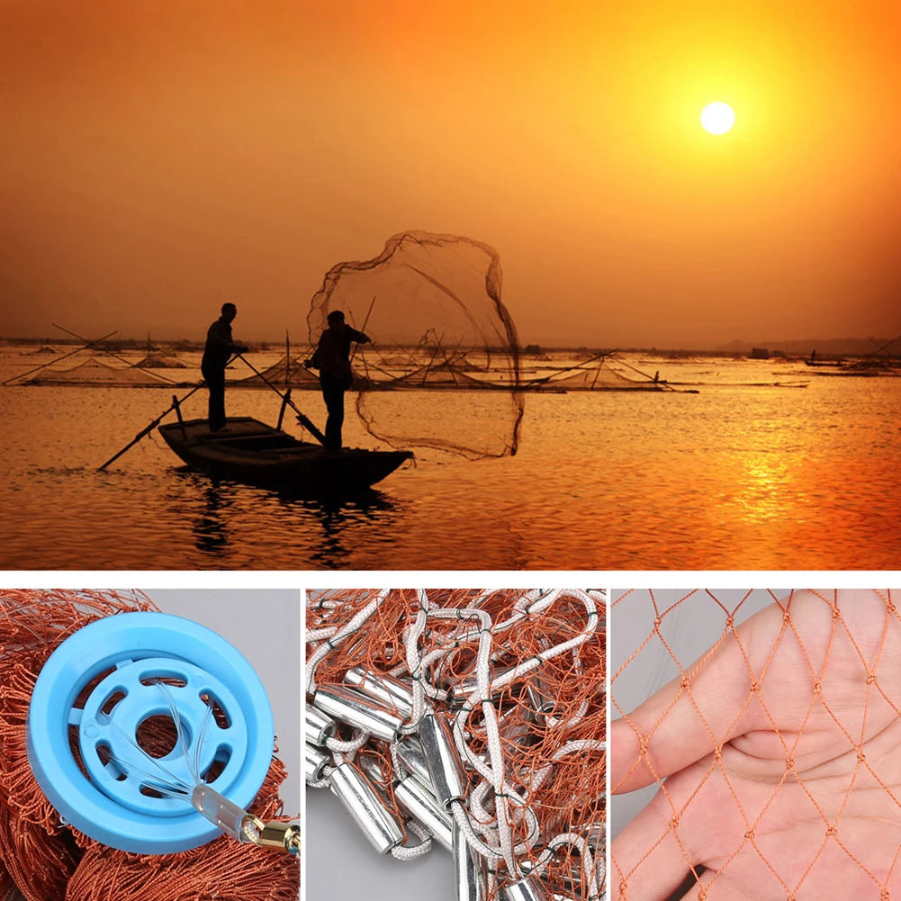 Saltwater And Freshwater Fishing Cast Net With Heavy Sinkers