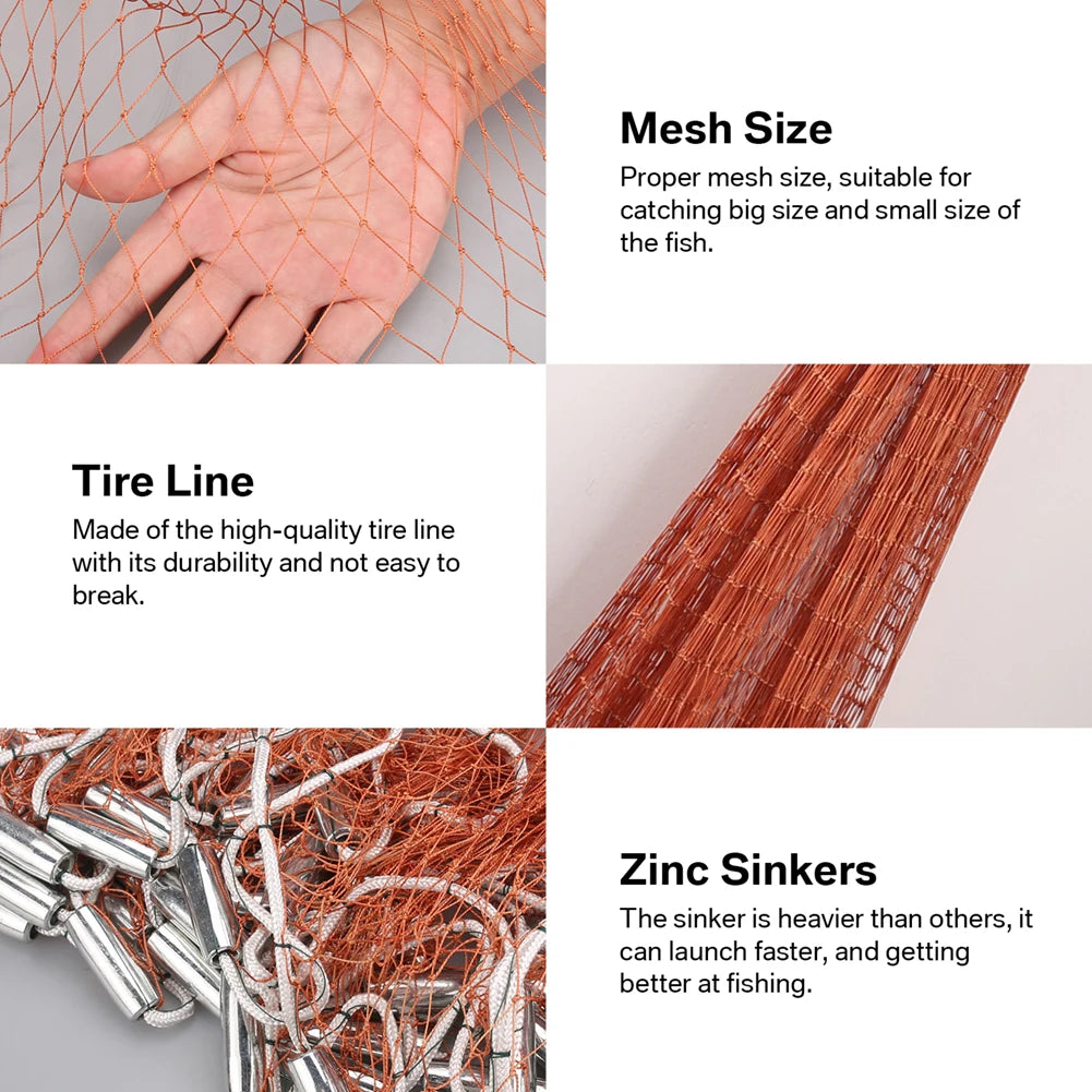 Saltwater And Freshwater Fishing Cast Net With Heavy Sinkers