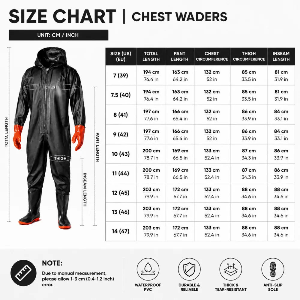Night Cat Heavy Duty Waterproof Bootfoot Fishing Waders
