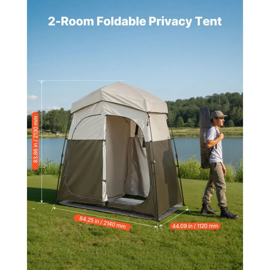 Portable Camping Shower Tent With Changing Room And Carry Bag