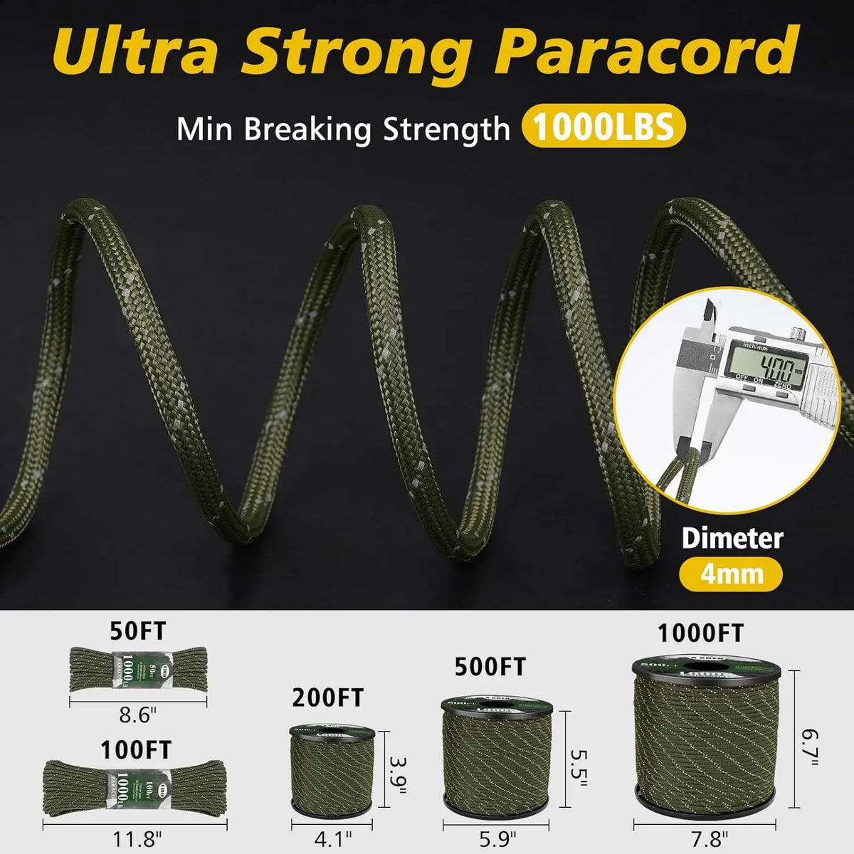 Reflective Heavy Duty Paracord Rope for Camping and Outdoor Use