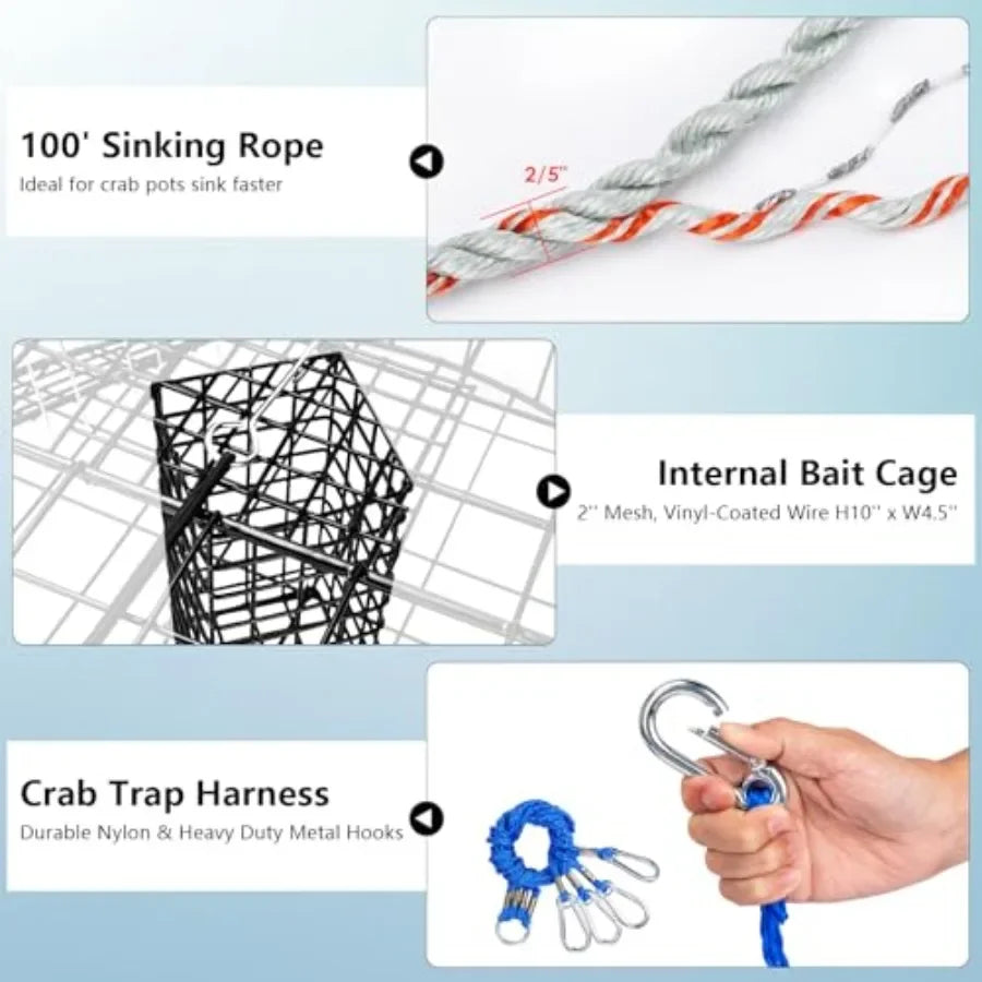 Heavy Duty Pacific Crab Trap Pot With Three Tunnels