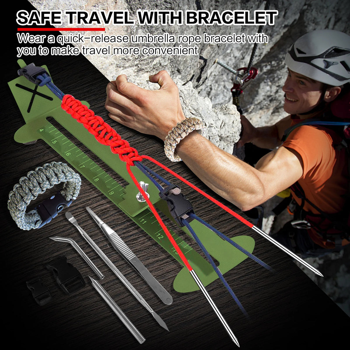 Paracord Bracelet Making Kit With Adjustable Jig And Marlin Spike