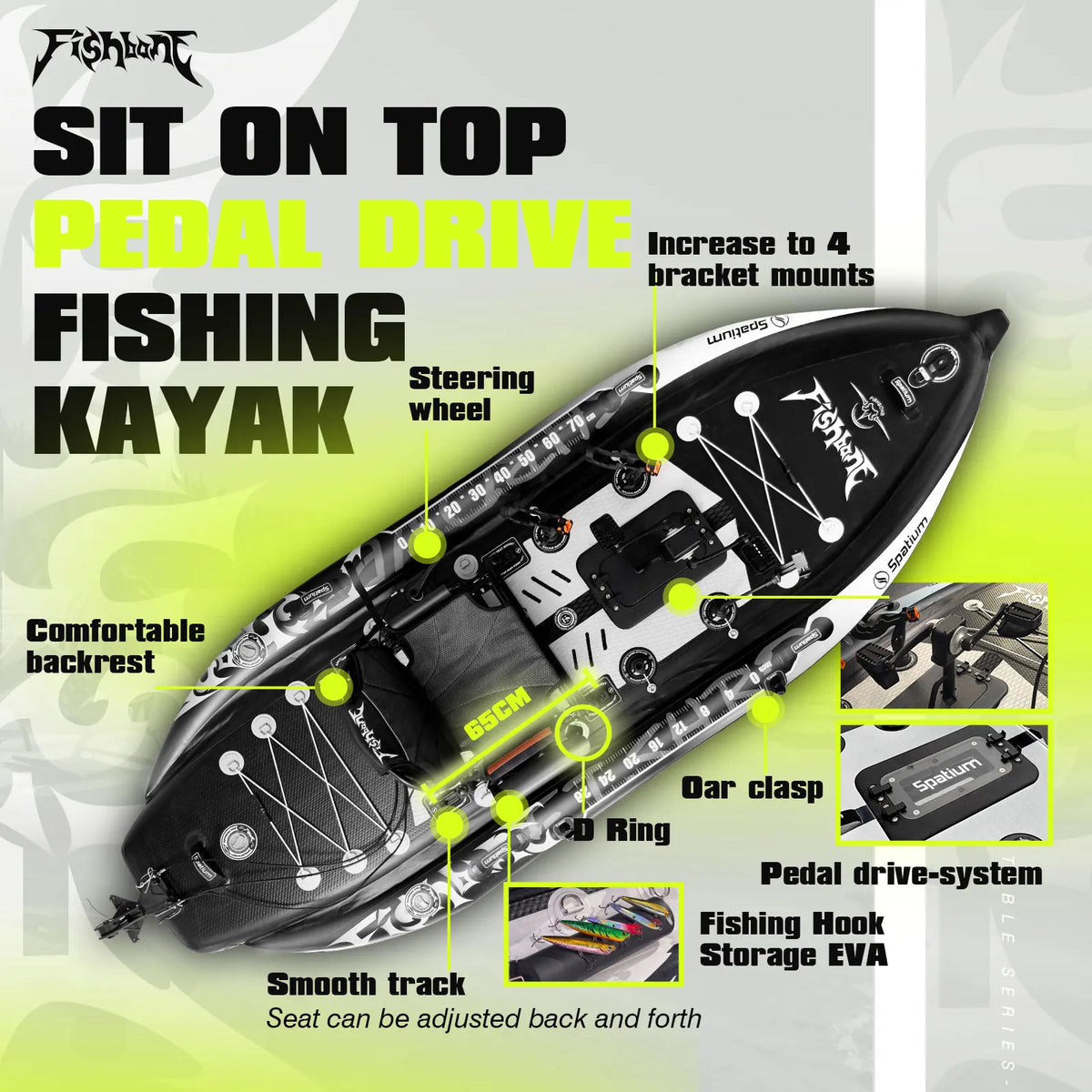Spatium Pedal Drive Sit On Top Fishing Kayak