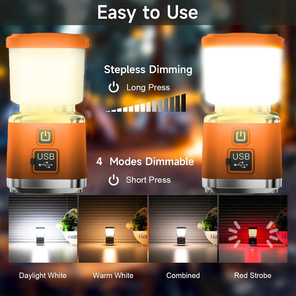 Portable LED Camping String Lantern With Power Bank And Dimming