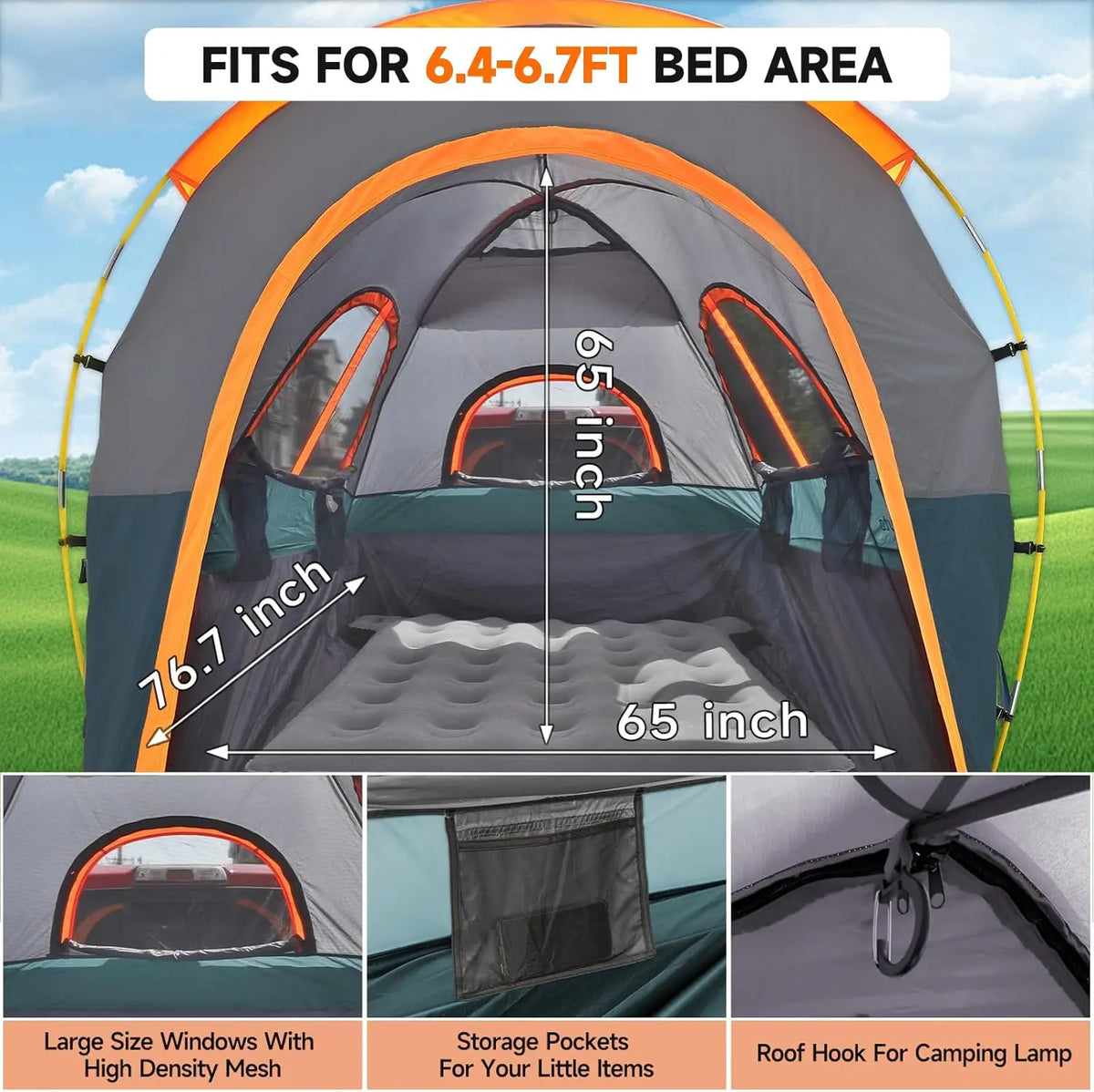 Umbrauto Waterproof Truck Bed Tent With Awning For Pickup Trucks