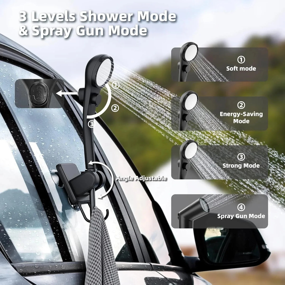 MORIKO Portable Rechargeable Camping Shower With LED Display