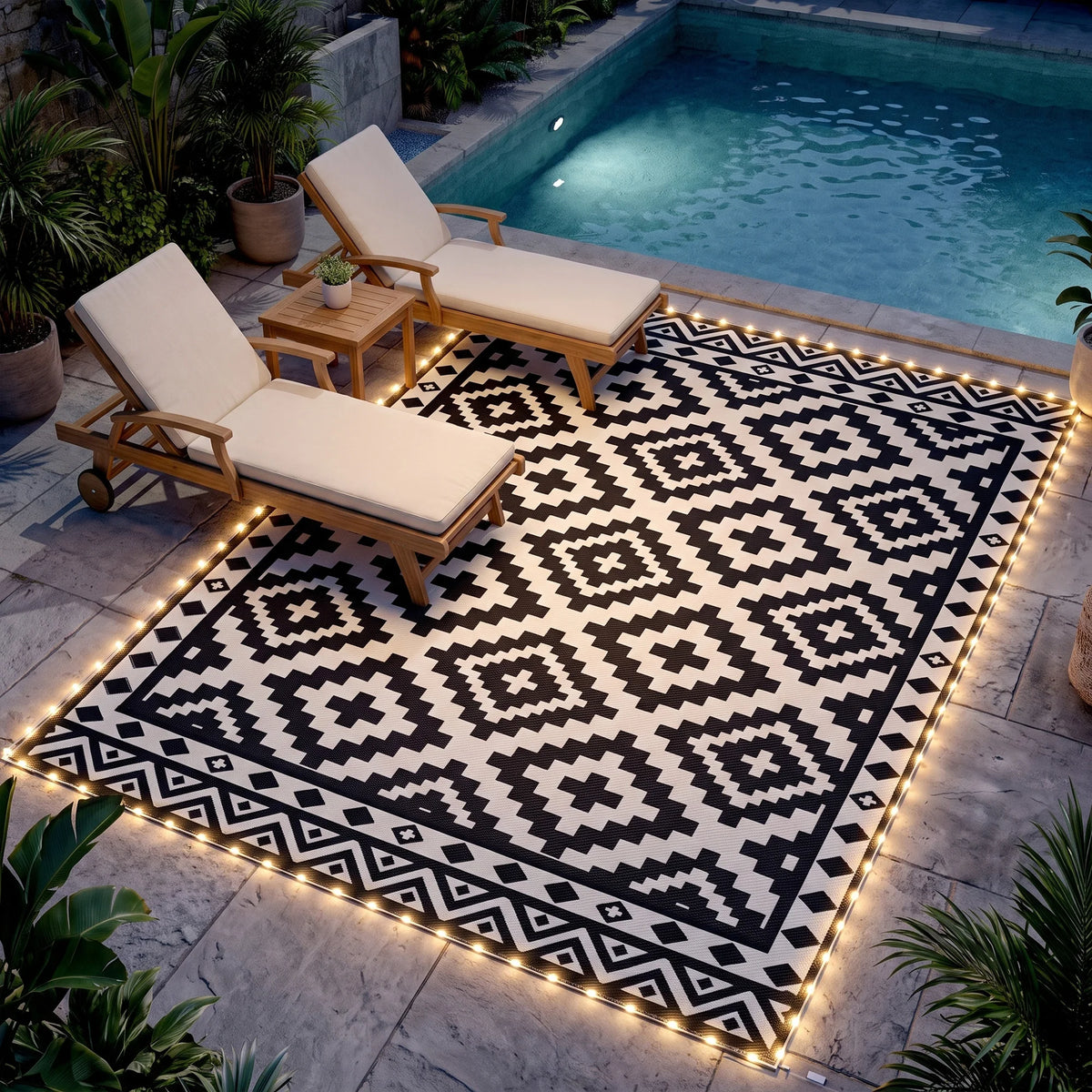 Outsunny Reversible Geometric Outdoor Rug