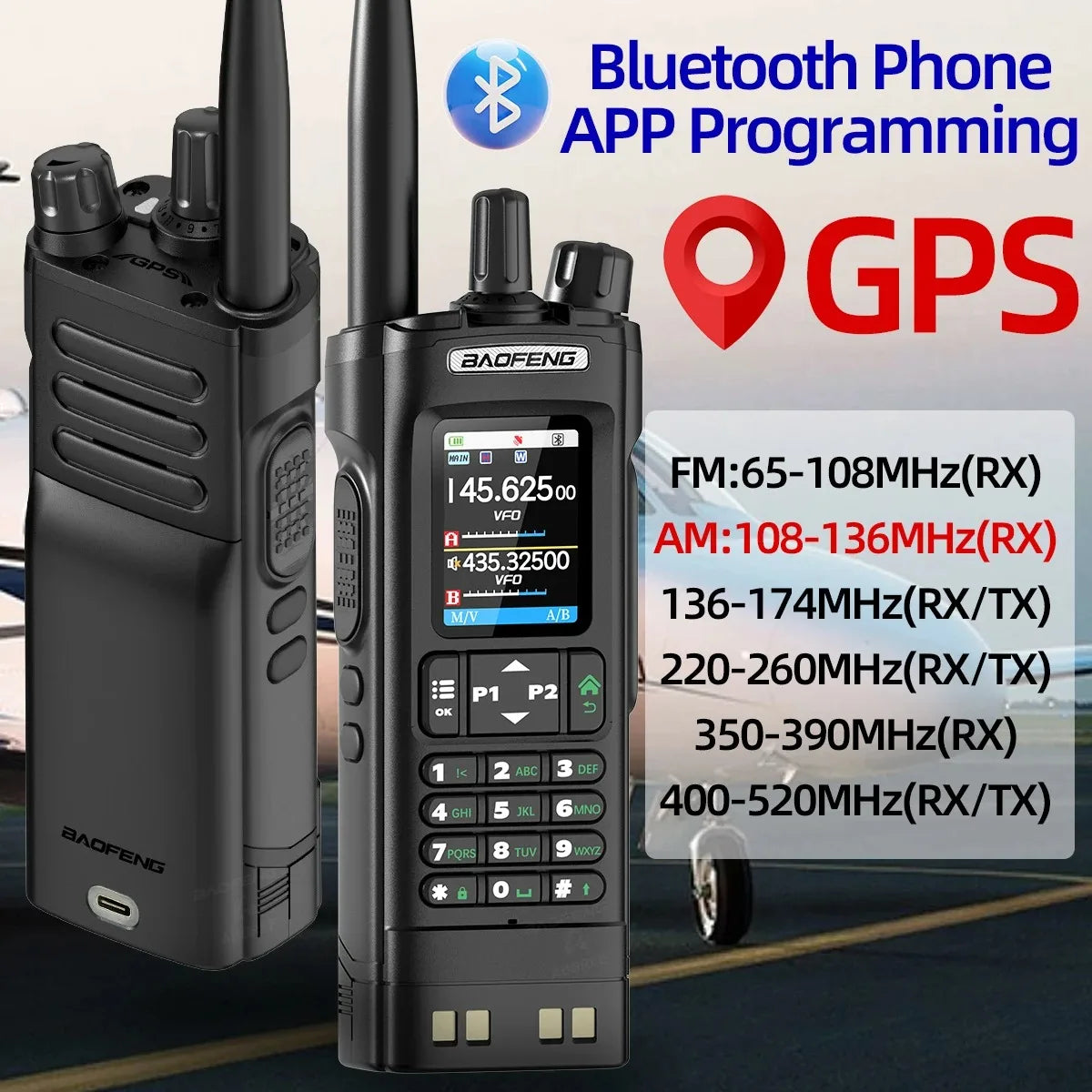 BAOFENG UV-32 GPS Bluetooth Two Way Radio Walkie Talkie