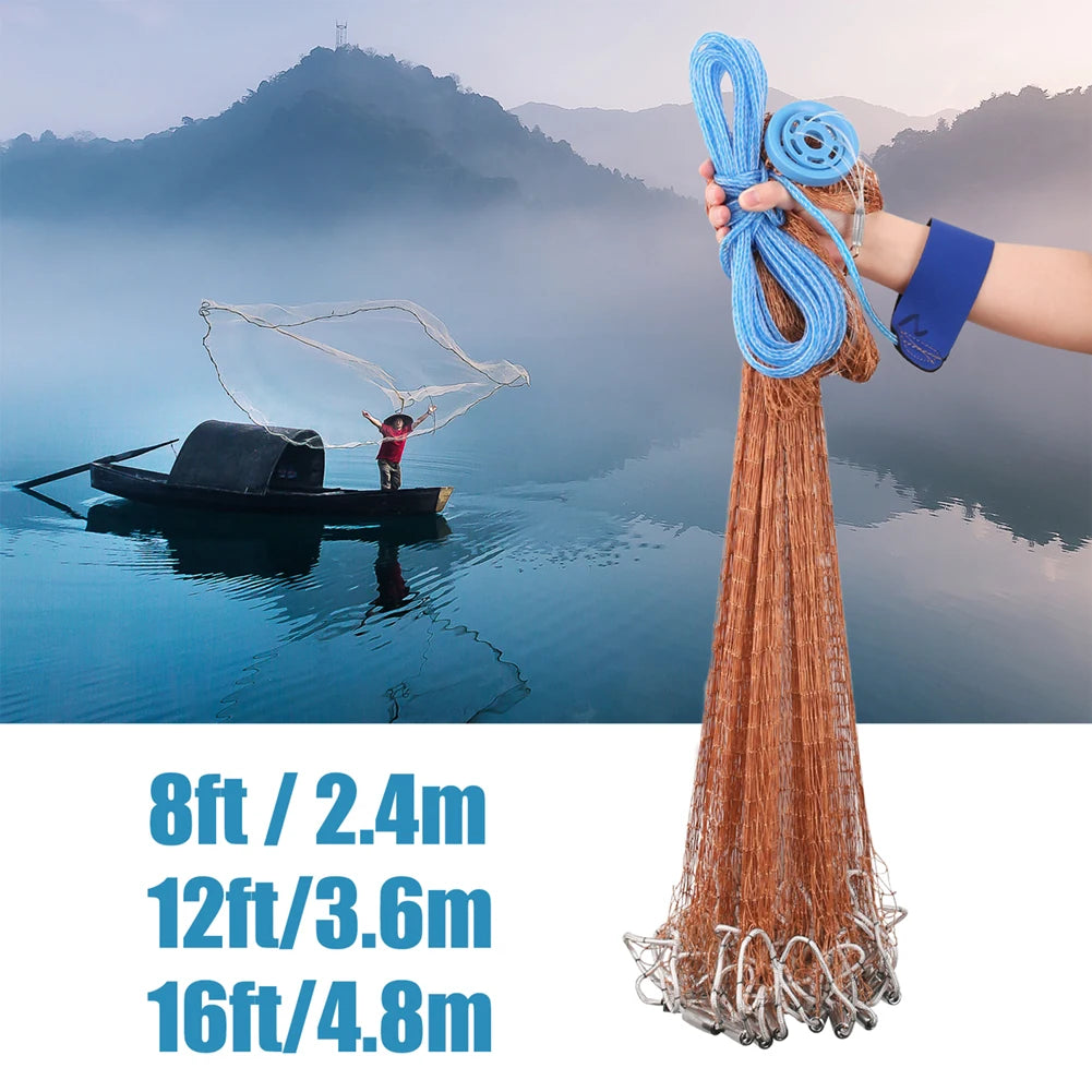 Saltwater And Freshwater Fishing Cast Net With Heavy Sinkers