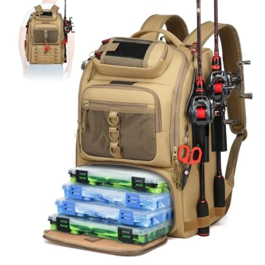Fishing Tackle Backpack With Two Rod Holders