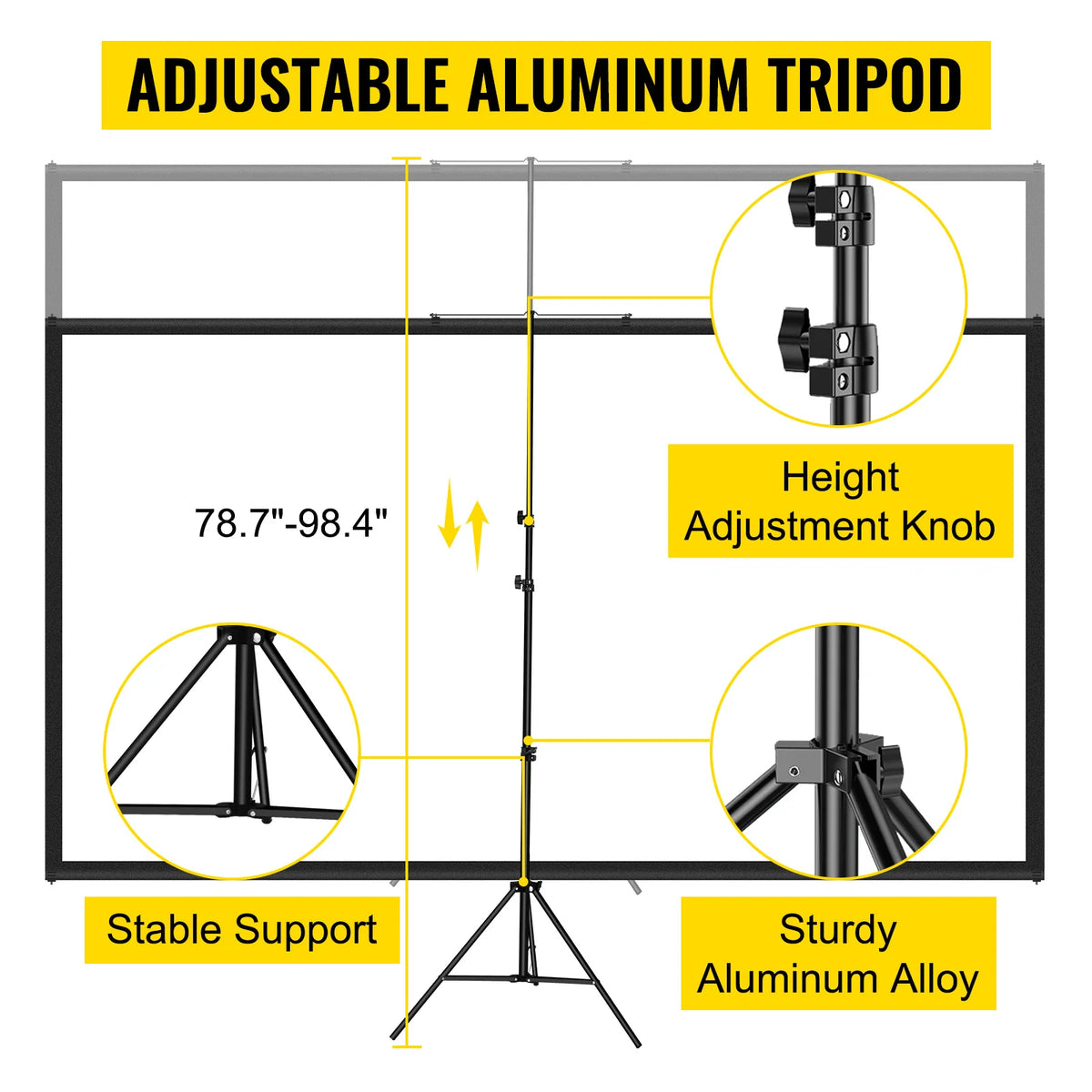 SucceBuy Portable Tripod Projector Screen for Home Cinema