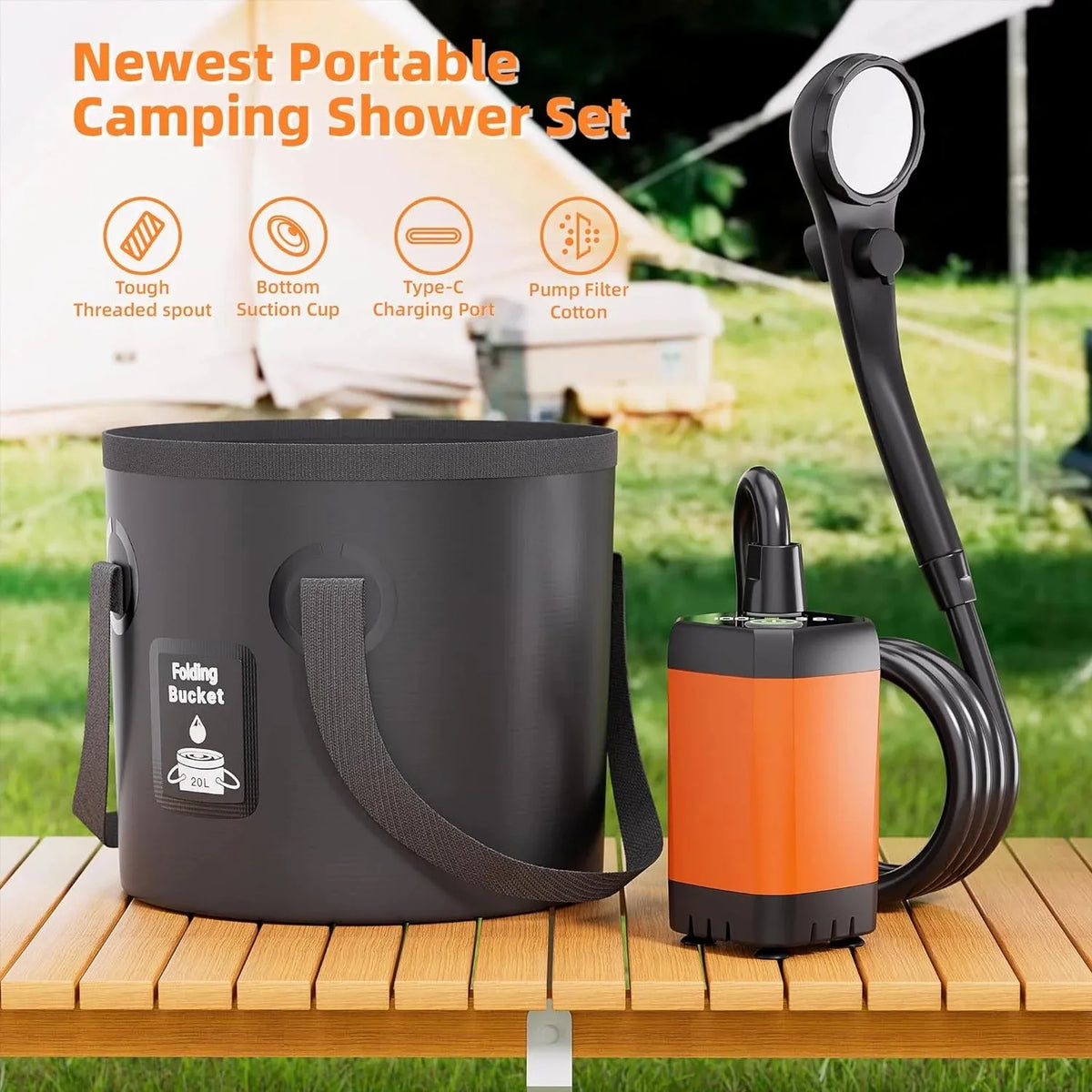 MORIKO Portable Rechargeable Camping Shower With LED Display