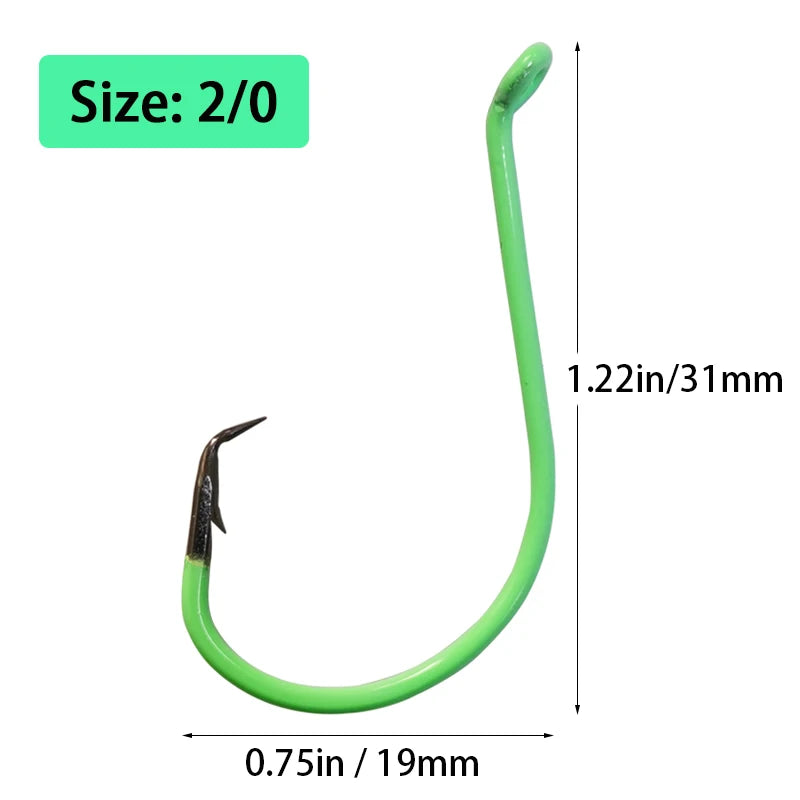 20 Pcs Glow In The Dark Offset Circle Fishing Hooks
