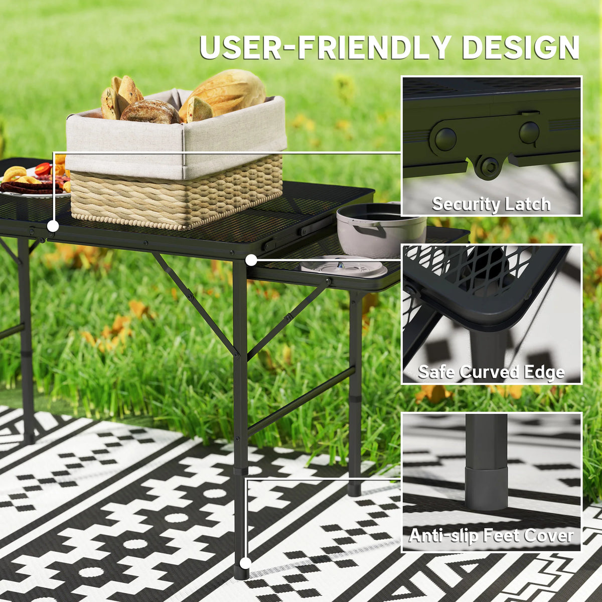 Outsunny Portable Folding Camping Grill Table