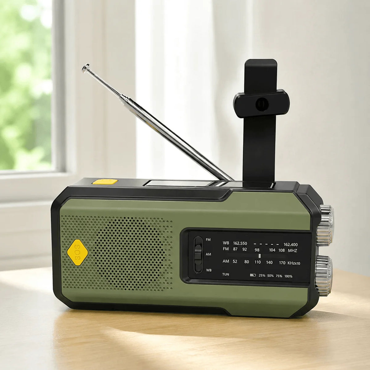 Stonego Emergency Solar Hand Crank NOAA Weather Radio With Flashlight