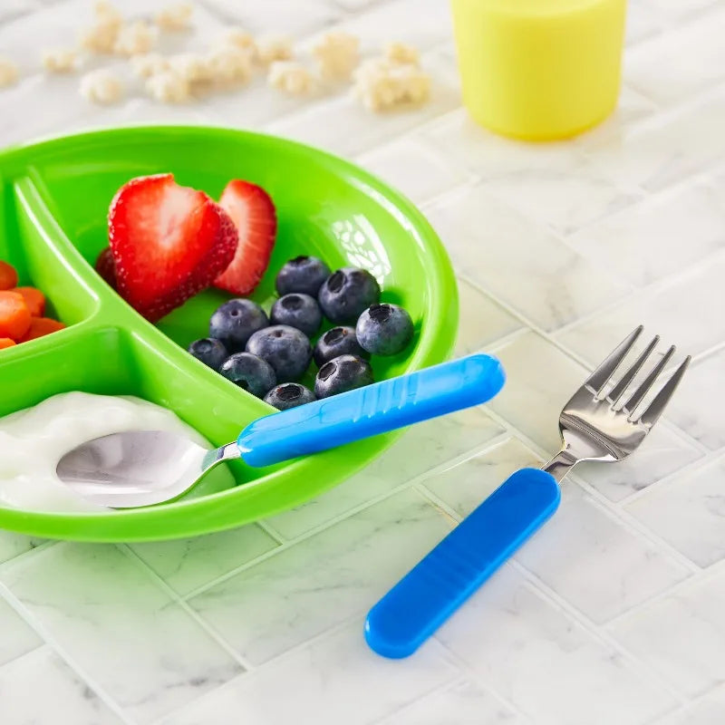 Toddler Stainless Steel Self Feeding Fork and Spoon Set