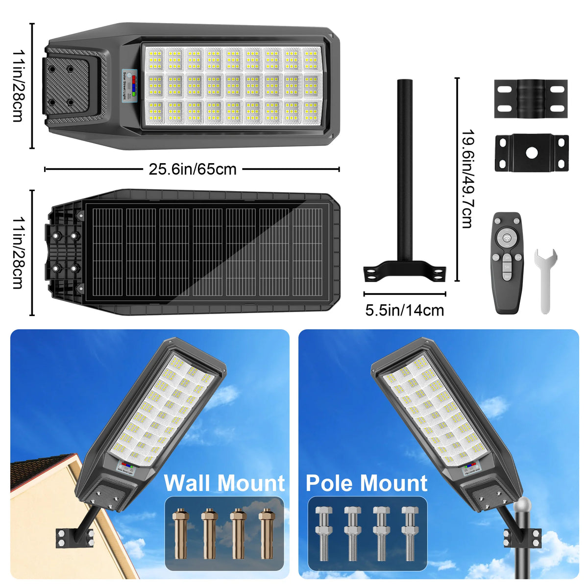 IP65 Waterproof Solar Flood Light With Motion Sensor And Remote Control