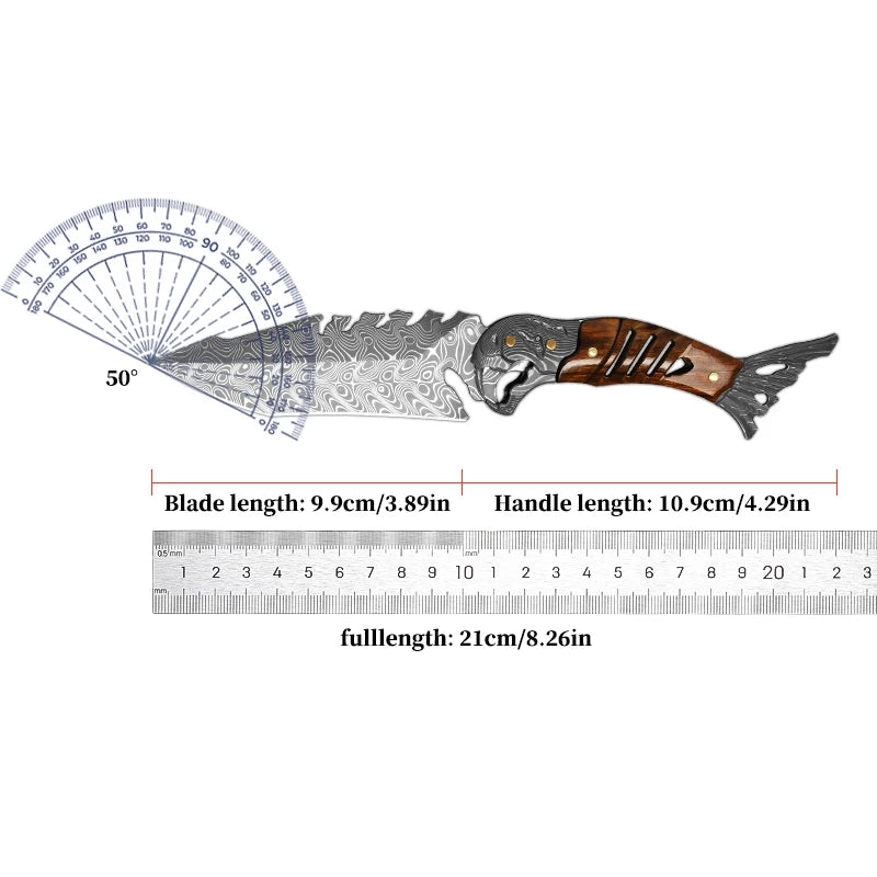 ALVELY Damascus Steel Fixed Blade Outdoor Survival Knife