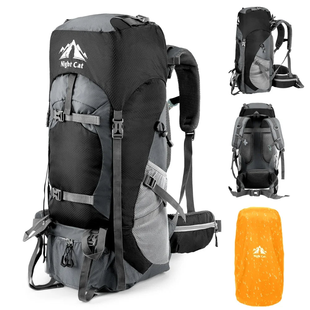 Night Cat Waterproof Hiking Backpack With Rain Cover