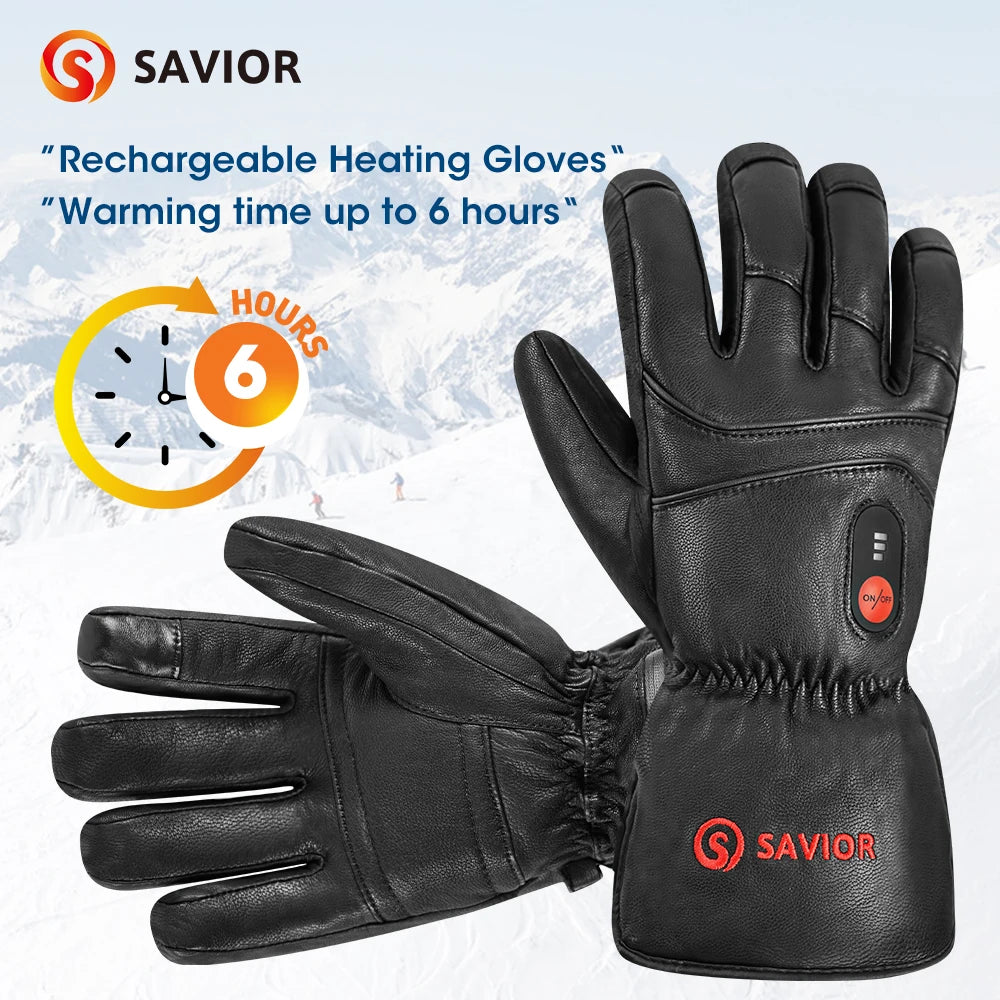 Savior Heat Heated Sheepskin Motorcycle and Outdoor Gloves