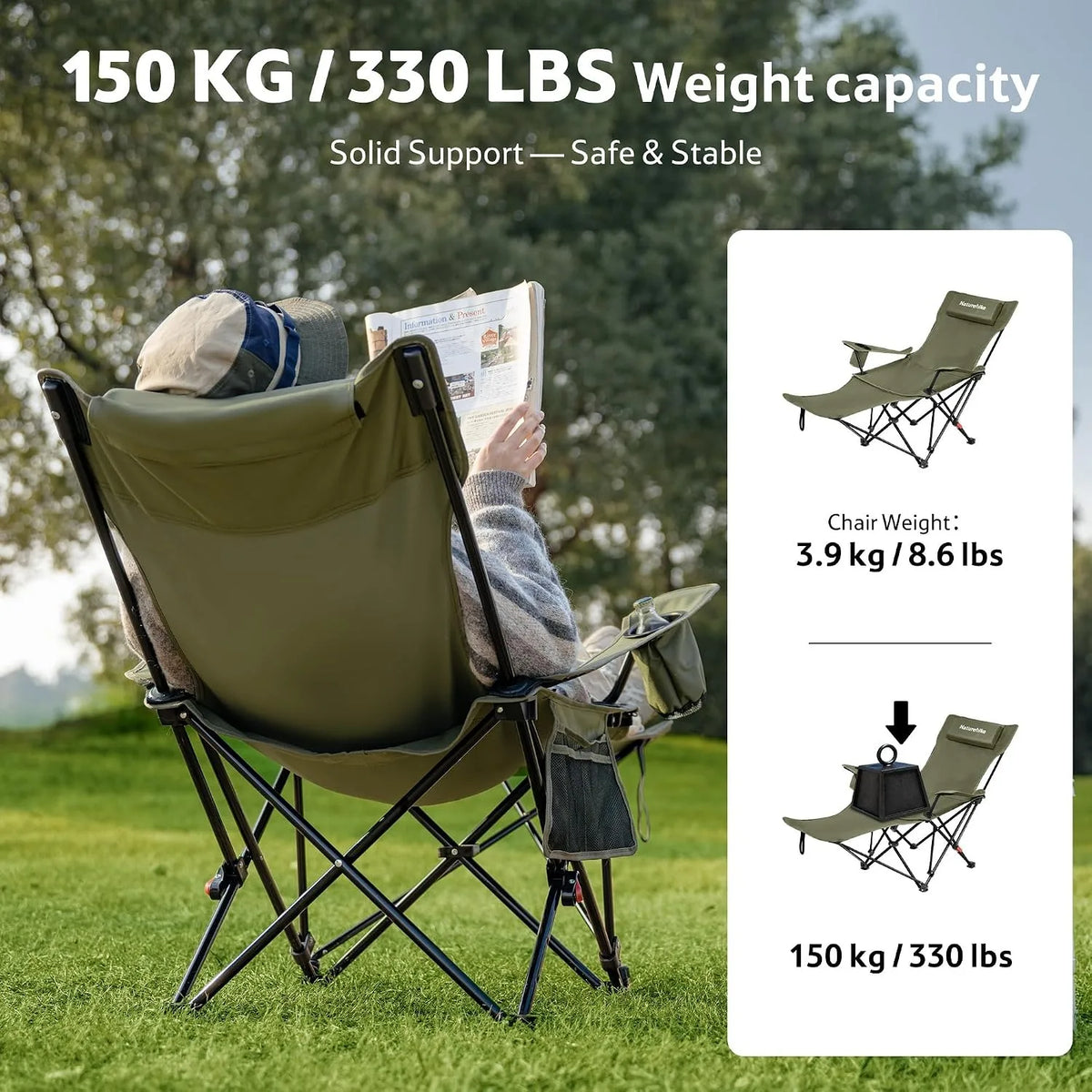 Naturehike Adjustable Folding Recliner Camping Chair With Footrest