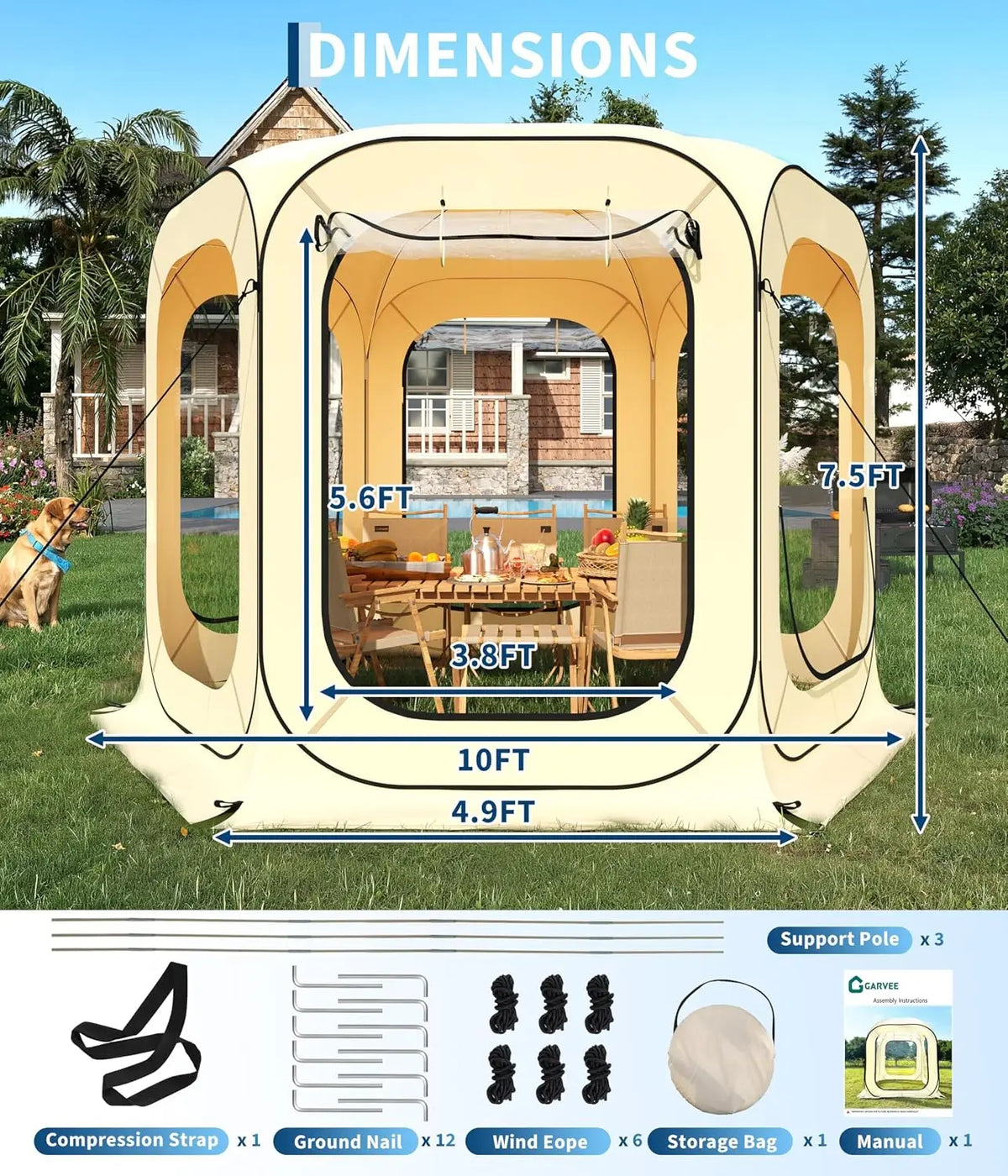 Tacleekii Portable Pop Up Screen Tent Shelter
