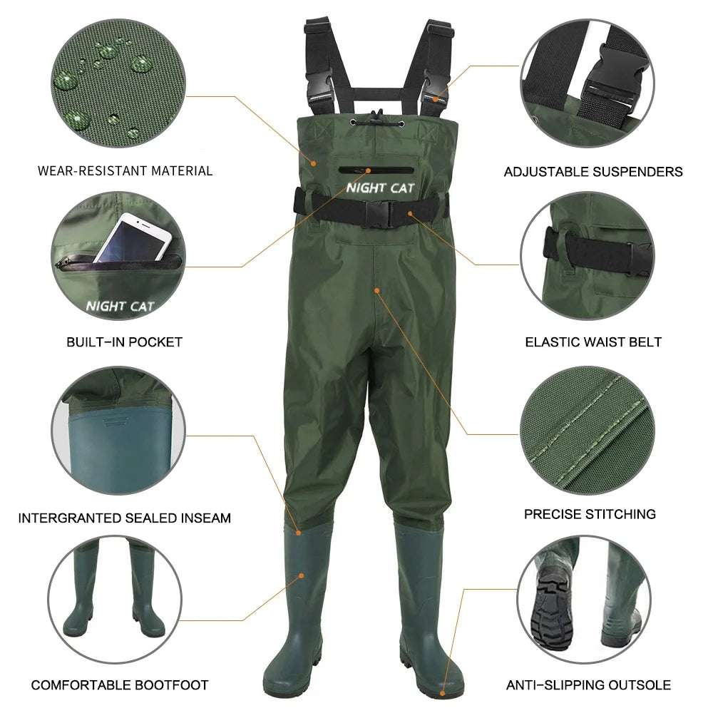Night Cat Waterproof Chest Waders With Boots Fishing Hunting