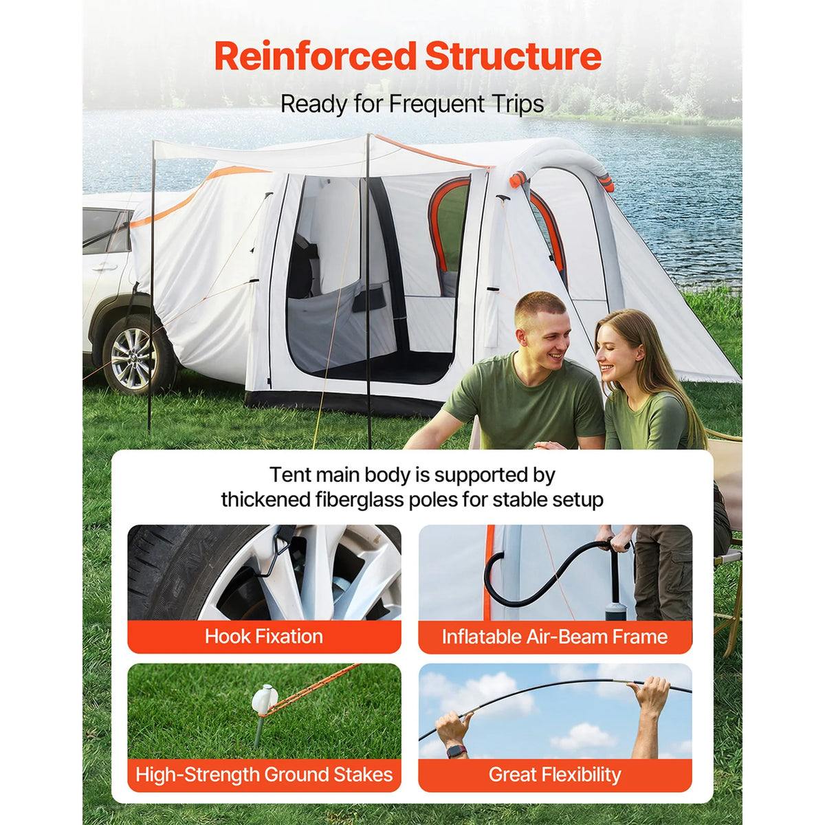 SucceBuy Inflatable SUV Tent With Awning For Camping