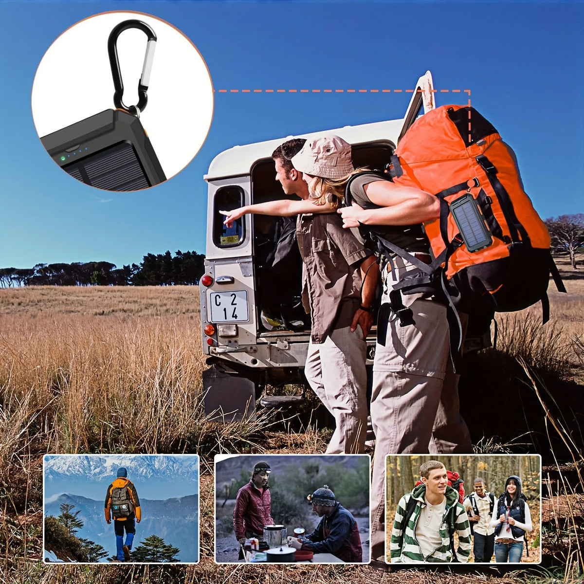 Portable Solar Power Bank 10000Mah With Leds And Digital Display