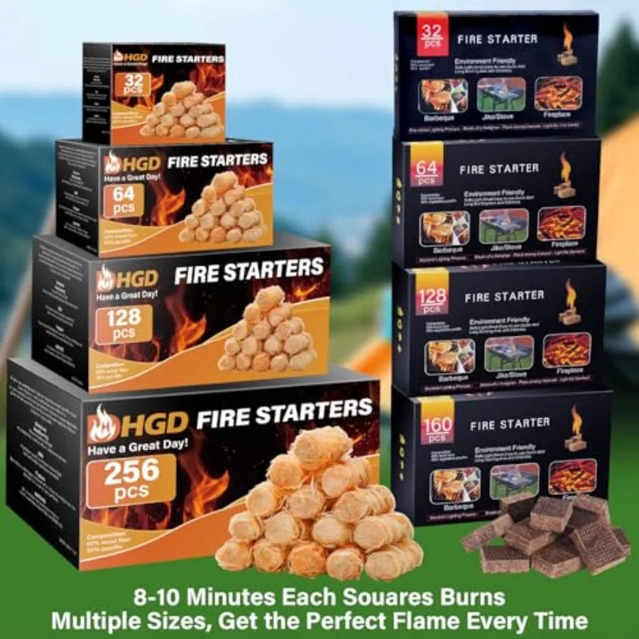 Natural Fire Starters for Campfires, Grills, Fireplaces and Wood Stoves