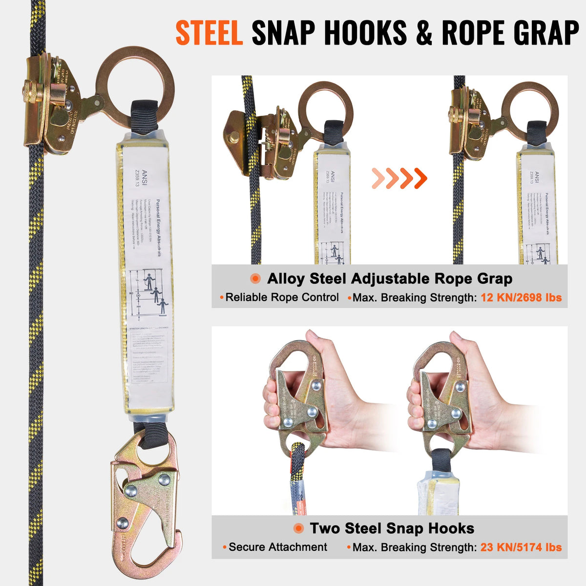 SucceBuy Vertical Lifeline Rope Assembly for Fall Protection
