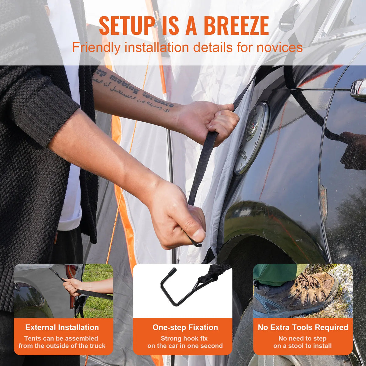 SucceBuy Double Layer SUV Camping Tent Attachment