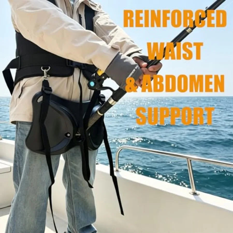 Fishing Belt and Shoulder Harness Set With Rod Locking Buckle