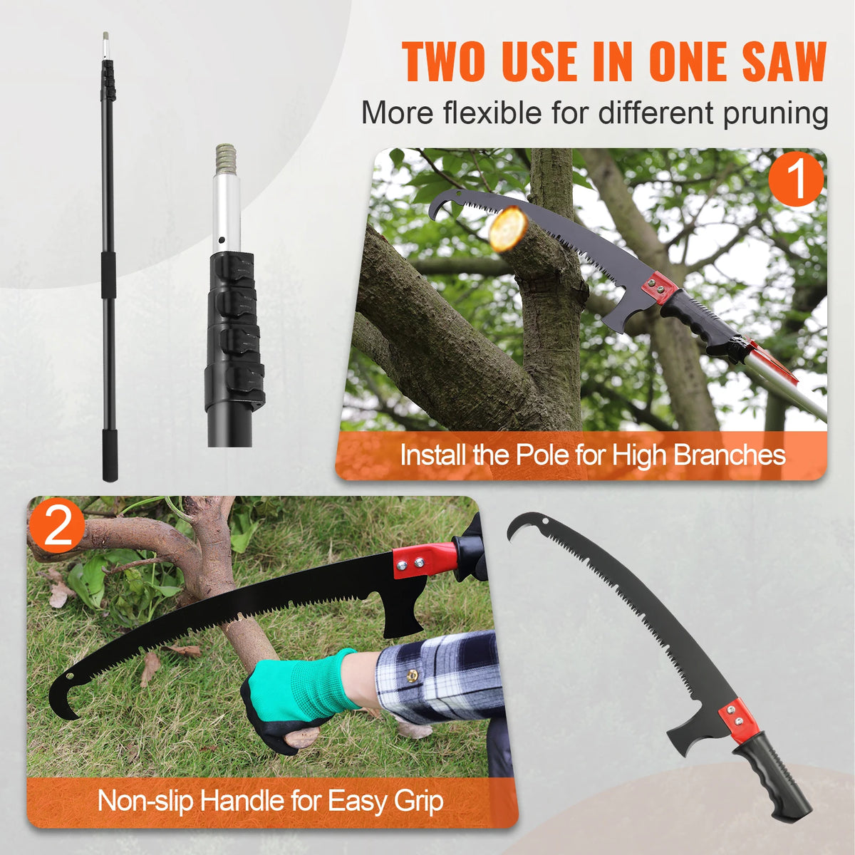 SucceBuy Extendable Manual Pole Saw for Tree Trimming