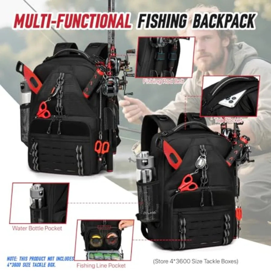 Fishing Tackle Backpack With Two Rod Holders