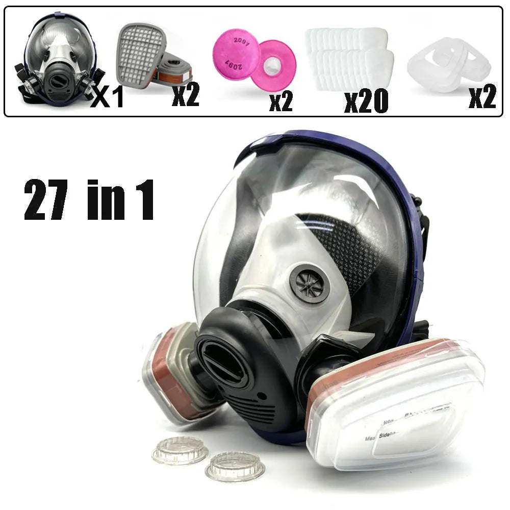 Full Face Respirator Gas Mask With Activated Carbon Filter Canister