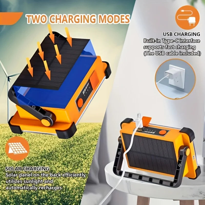 Morglad Rechargeable LED Solar Work Light for Camping and Emergencies