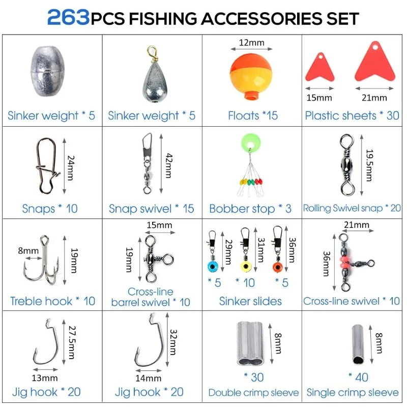 Fishing Tackle Kit With Lures Hooks And Storage Box