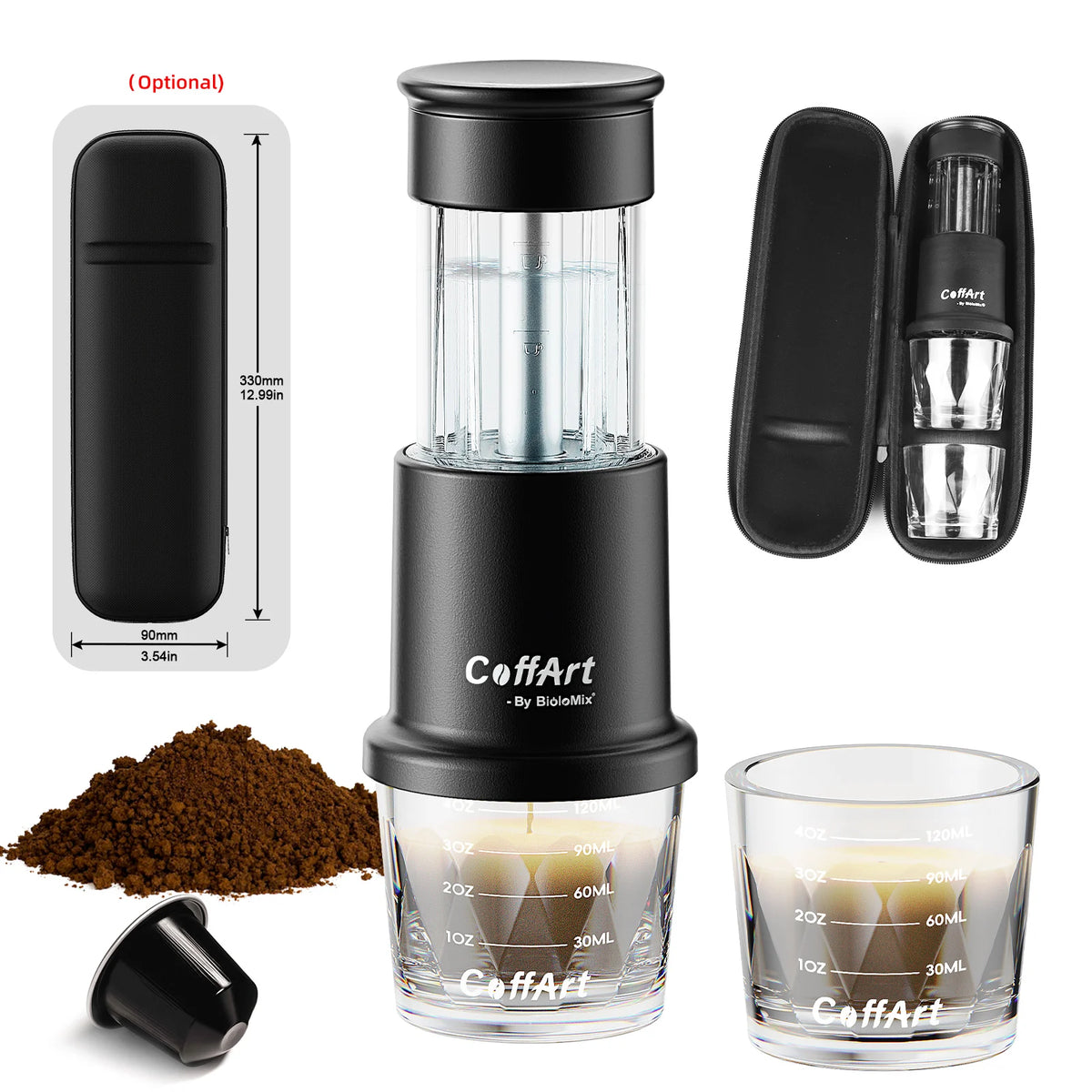 BioloMix Portable Manual Espresso Coffee Maker For Ground And Capsules
