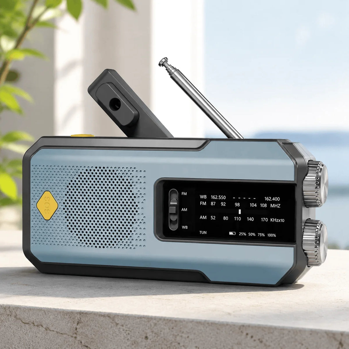 Stonego Emergency Solar Hand Crank NOAA Weather Radio With Flashlight