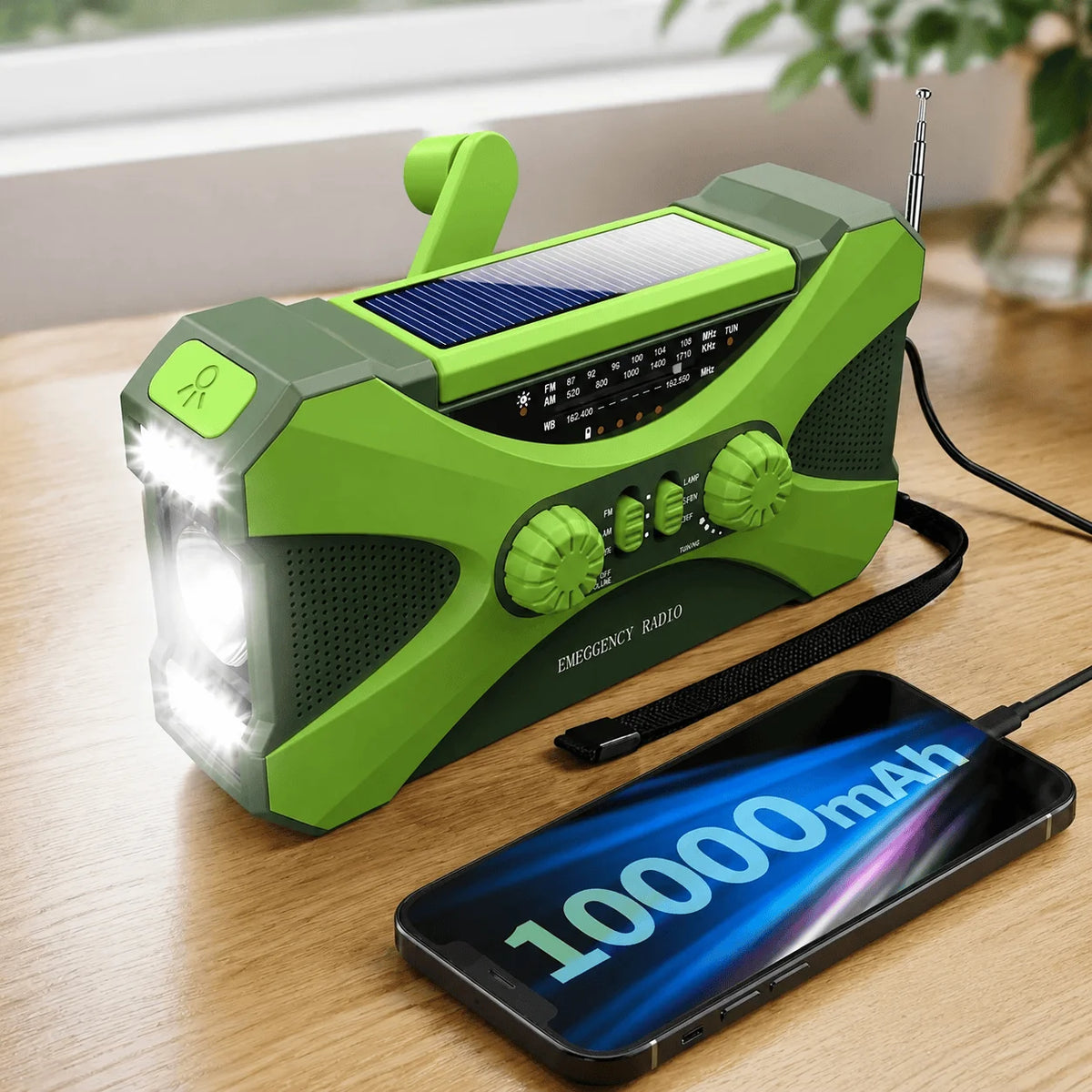 Stonego Emergency Radio Solar Hand Crank 10000mAh NOAA Power Bank