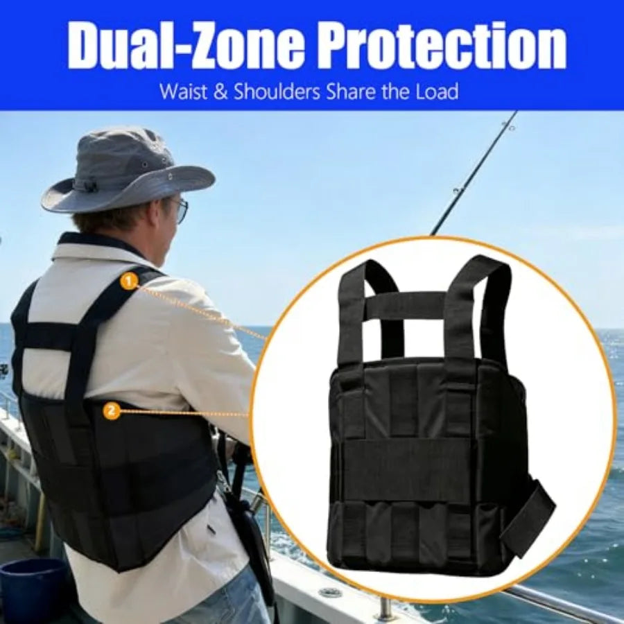 Fishing Belt and Shoulder Harness Set With Rod Locking Buckle