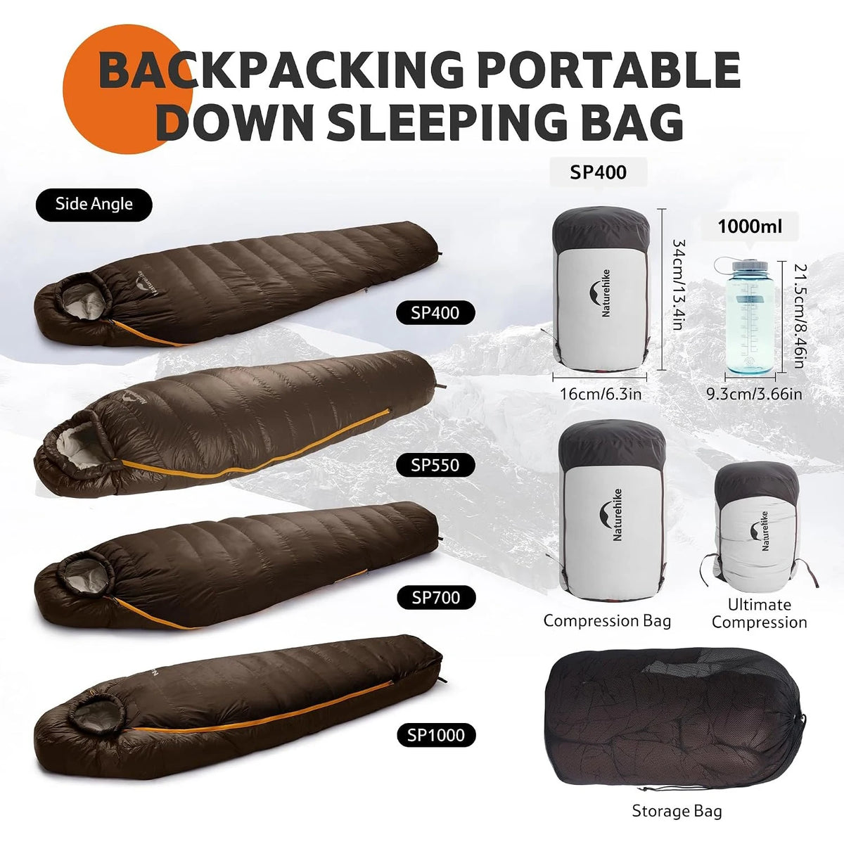 Naturehike Ultralight Duck Down Mummy Sleeping Bag for Camping