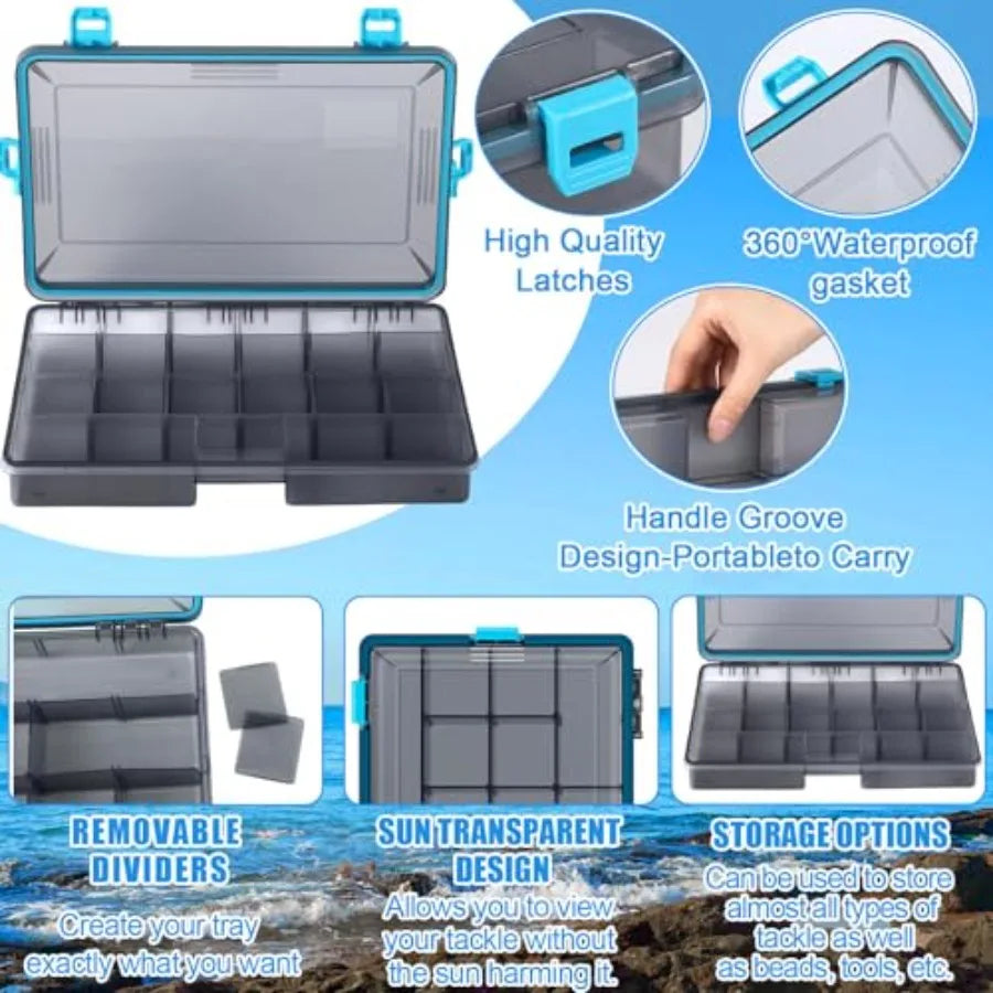 Waterproof Fishing Tackle Boxes With Removable Dividers And Storage Organizer