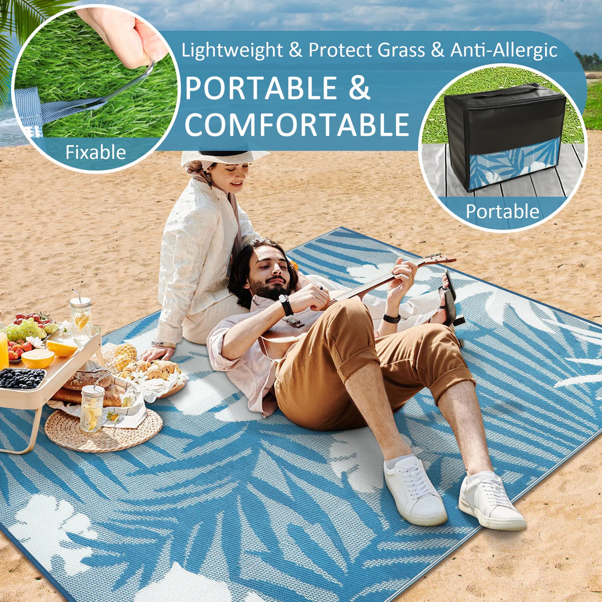Waterproof Recycled Plastic Outdoor Rug For Patio And Camping